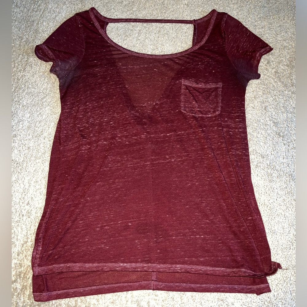 American Eagle Oversized, Open Back, Maroon Lounge Top - Size XS